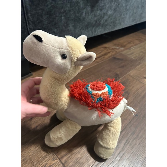 Anthropologie Plush Camel Stuffed Animal Toy Decorative Saddle Red Fringe - Picture 6 of 6